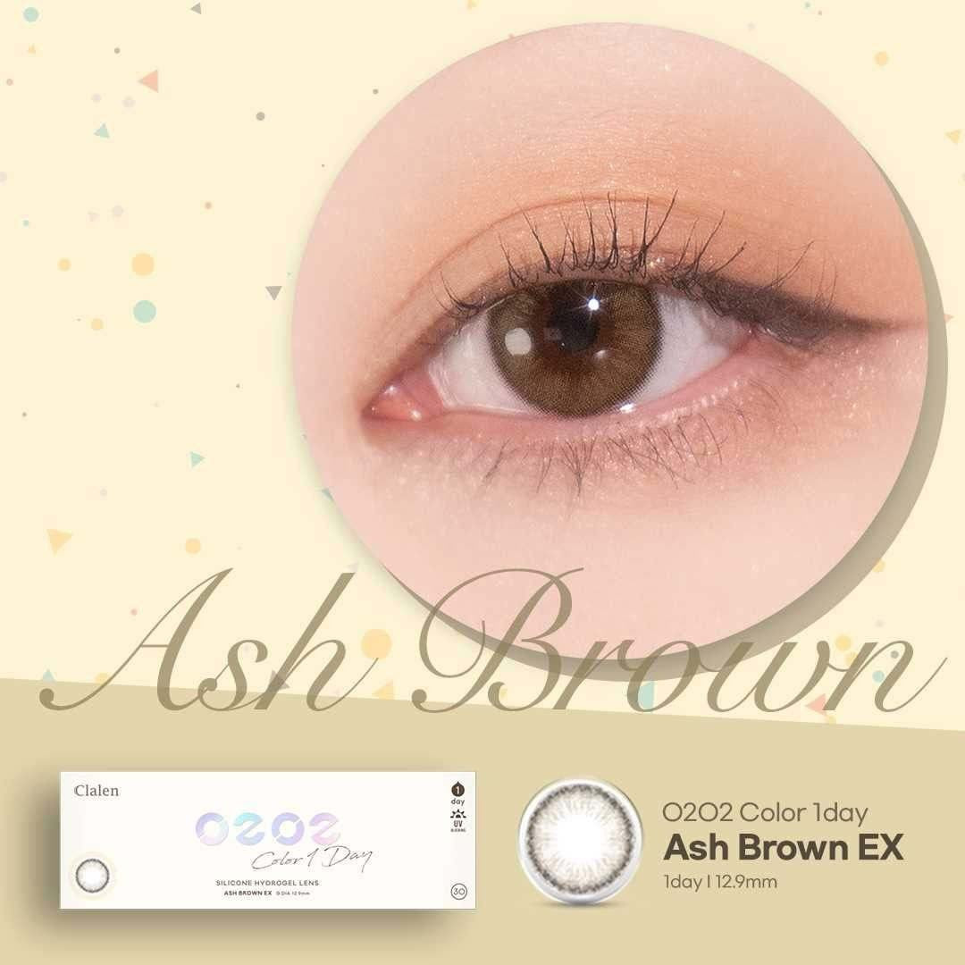 Clalen O2O2 Color 1Day Ash Brown EX (30pcs) (Toric Lens) (Silicone hydrogel) Colored Contacts