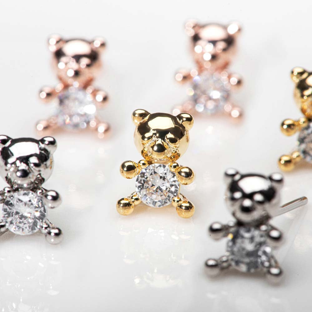 925 Silver Cubic Teddy Bear Earring