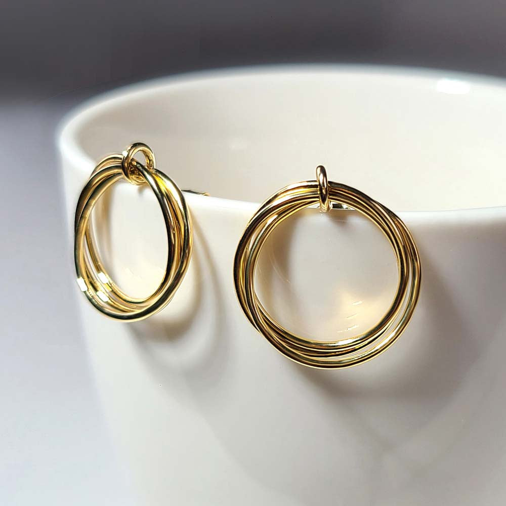 925 silver 3ring layered ring earring