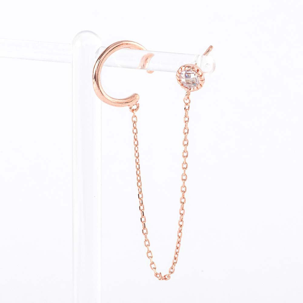 925 silver cubic connected ear cuff