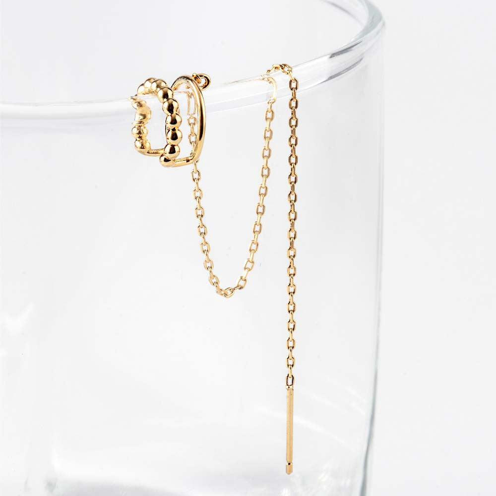 925 silver earlobe line long drop ear cuff