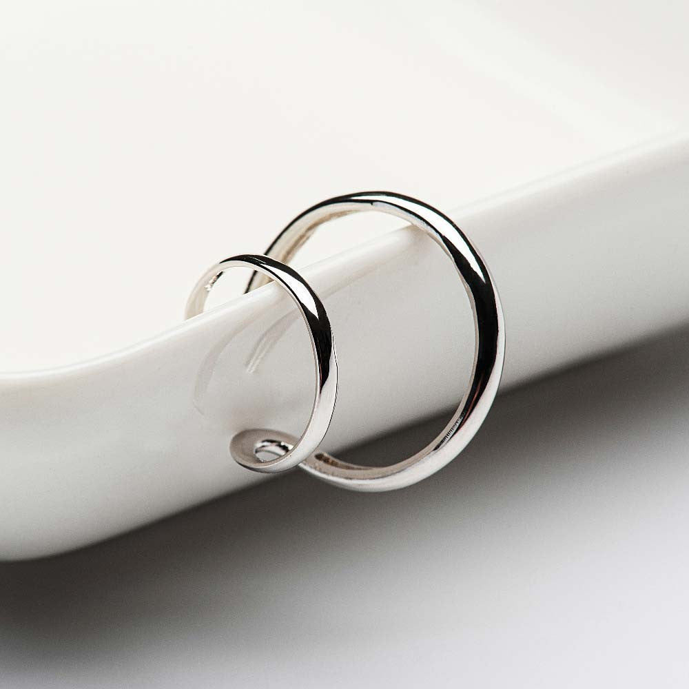 925 silver unadorned 2 ring layered ear cuff