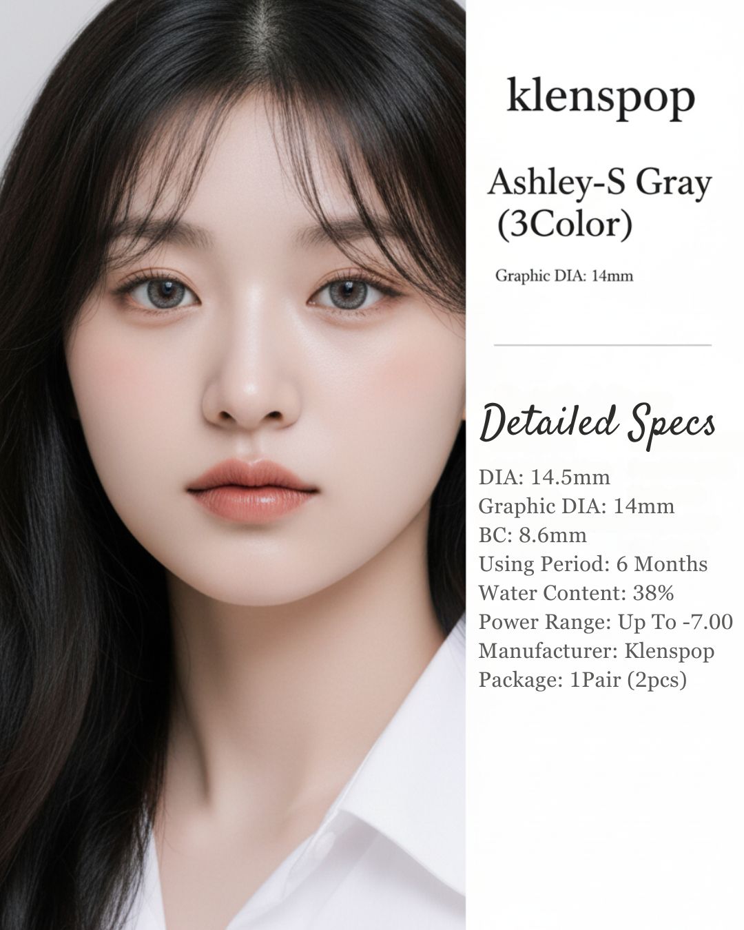 Ashley-S Gray (3Color) Colored Eye Contacts (2pcs) 6 Months