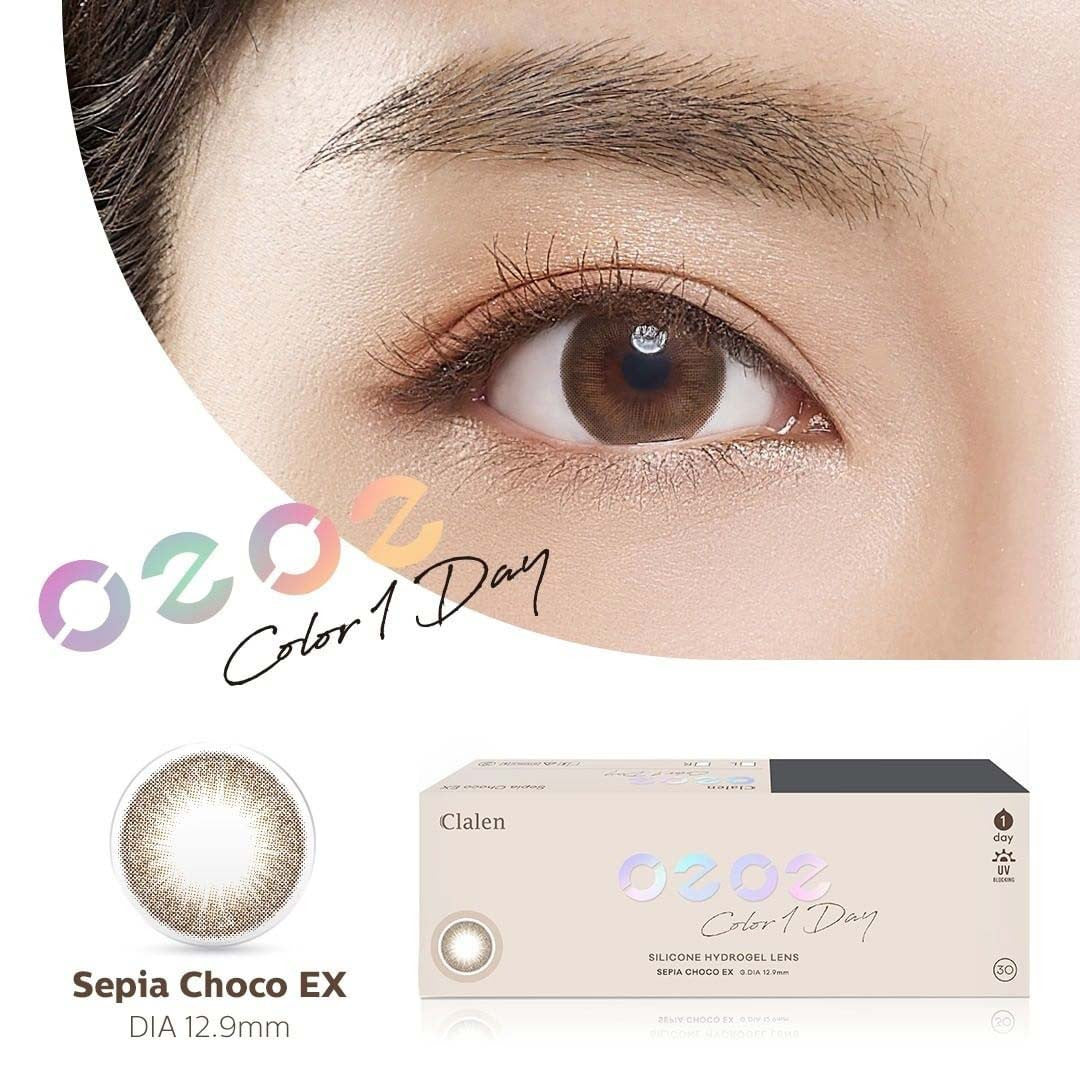 Clalen O2O2 Color 1Day Sepia Choco EX (30pcs) (Silicone hydrogel) Colored Contacts