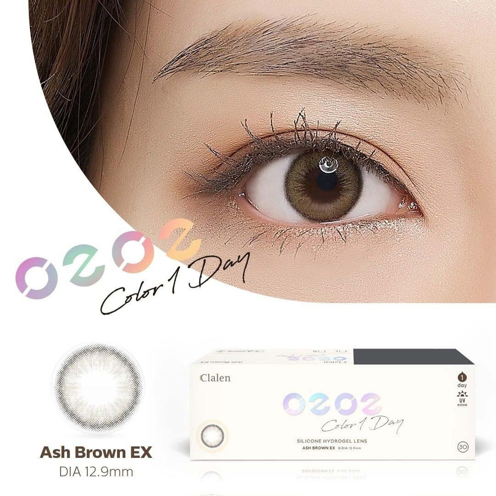 Clalen O2O2 Color 1Day Ash Brown EX (30pcs) (Silicone hydrogel)