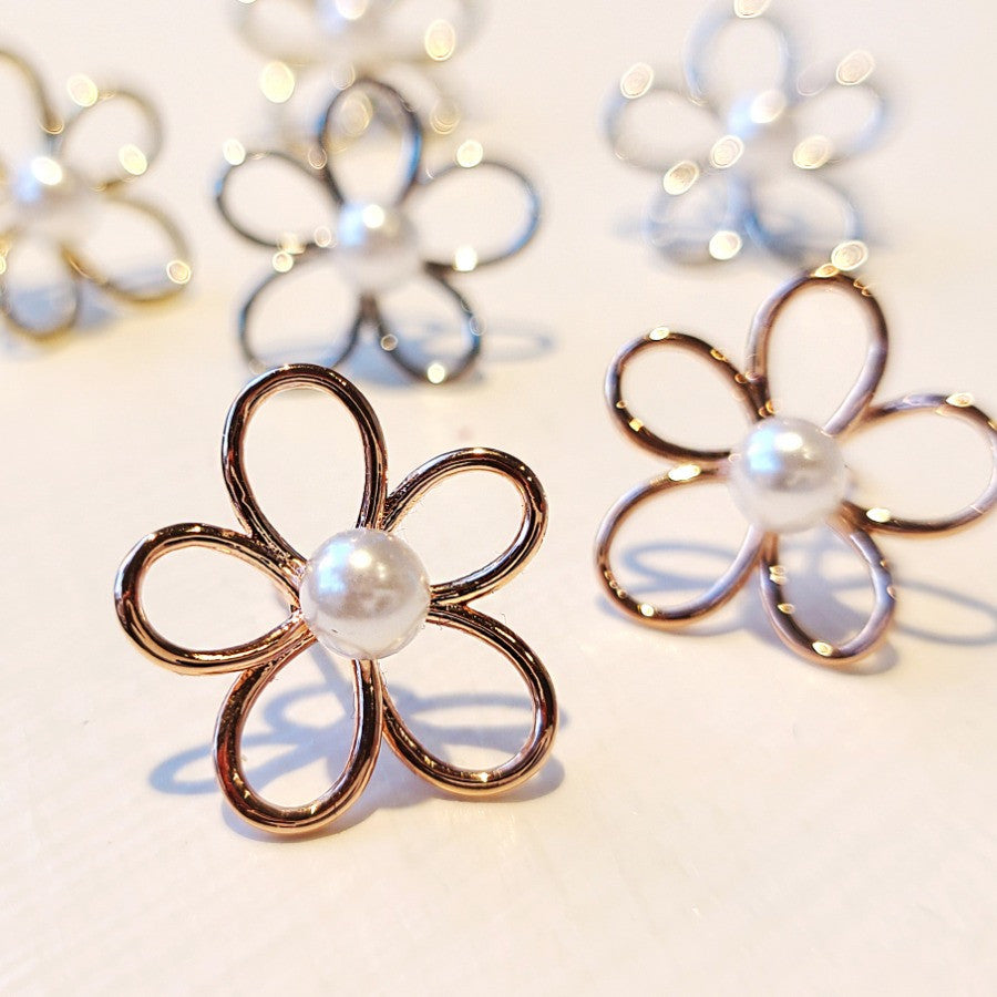 925 Silver Flower Pearl Earrings